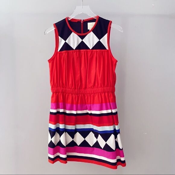⭕️ KATE SPADE Dress Red Color Blocking Multi - Picture 1 of 8